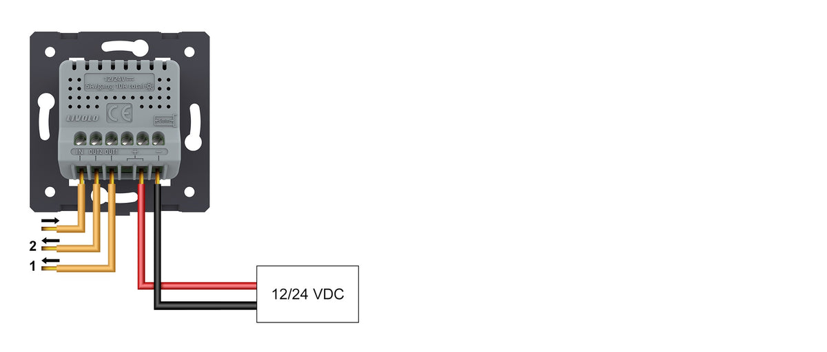 Schéma poussoir Livolo 12 ou 24 volts courant continu double