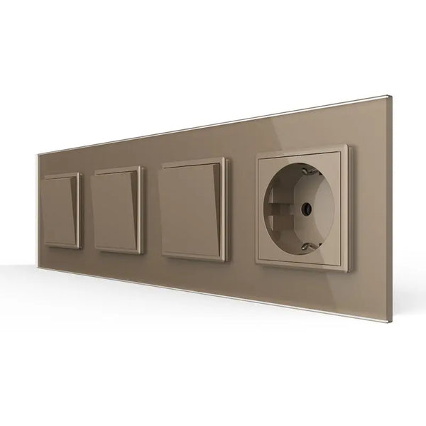 Livolo | Goud | 1+1+1+SR | Aan/Uit | Wipschakelaar met wandcontactdoos Livolo Nederland B.V.