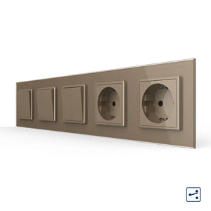 Livolo | Goud | 1+1+2+SR+SR | Aan/Uit | Wissel | Wipschakelaar met dubbele wandcontactdoos Livolo Nederland B.V.