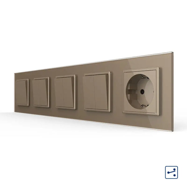 Livolo | Goud | 1+2+2+2+SR | Aan/Uit | Wissel | Wipschakelaar met wandcontactdoos Livolo Nederland B.V.