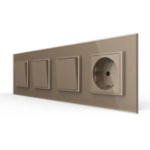 Livolo | Goud | 1+2+2+SR | Aan/Uit | Wipschakelaar met wandcontactdoos Livolo Nederland B.V.