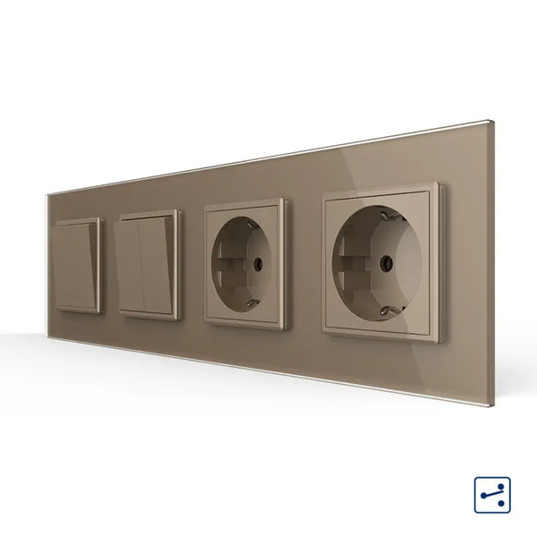 Livolo | Goud | 1+2+SR+SR | Aan/Uit | Wissel | Wipschakelaar met dubbele wandcontactdoos Livolo Nederland B.V.