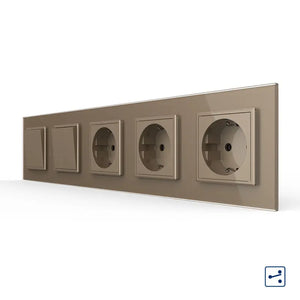 Livolo | Goud | 1+2+SR+SR+SR | Aan/Uit | Wissel | Wipschakelaar met drie wandcontactdozen Livolo Nederland B.V.