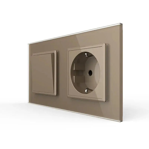 Livolo | Goud | 1+SR | Aan/Uit | Wipschakelaar met wandcontactdoos Livolo Nederland B.V.