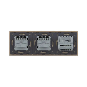 Livolo | Goud | 1+SR+SR | Dimmer | Wisselschakelaar met dubbele wandcontactdoos Livolo Nederland B.V.