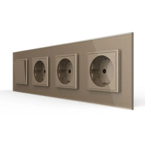 Livolo | Goud | 1+SR+SR+SR | Aan/Uit | Wipschakelaar met drie wandcontactdozen Livolo Nederland B.V.