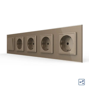 Livolo | Goud | 1+SR+SR+SR+SR | Aan/Uit | Wissel | Wipschakelaar met vier wandcontactdozen Livolo Nederland B.V.