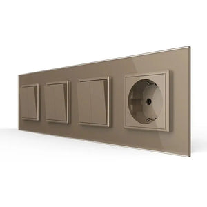 Livolo | Goud | 2+2+2+SR | Aan/Uit | Wipschakelaar met wandcontactdoos Livolo Nederland B.V.