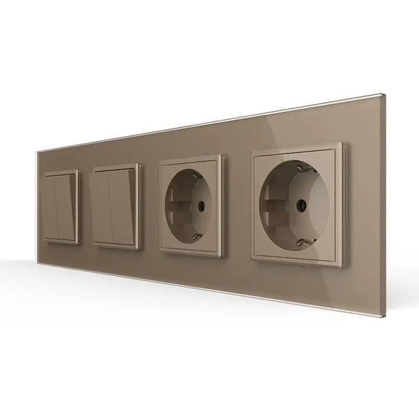 Livolo | Goud | 2+2+SR+SR | Aan/Uit | Wipschakelaar met dubbele wandcontactdoos Livolo Nederland B.V.