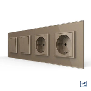 Livolo | Goud | 2+2+SR+SR | Aan/Uit | Wissel | Wipschakelaar met dubbele wandcontactdoos Livolo Nederland B.V.