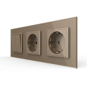 Livolo | Goud | 2+SR+SR | Aan/Uit | Wipschakelaar met dubbele wandcontactdoos Livolo Nederland B.V.