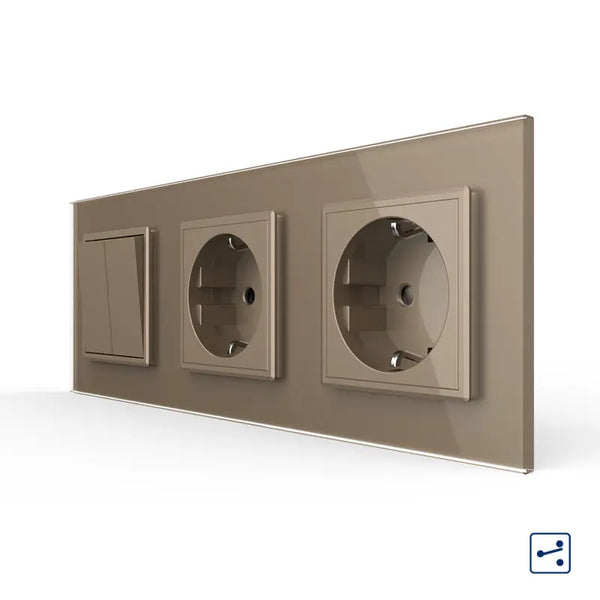 Livolo | Goud | 2+SR+SR | Aan/Uit | Wissel | Wipschakelaar met dubbele wandcontactdoos Livolo Nederland B.V.