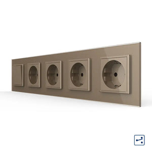 Livolo | Goud | 2+SR+SR+SR+SR | Aan/Uit | Wissel | Wipschakelaar met vier wandcontactdozen Livolo Nederland B.V.