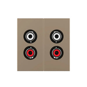 Gouden dubbele RCA tulp audio aansluiting voor twee analoge stereo verbindingen in de wand