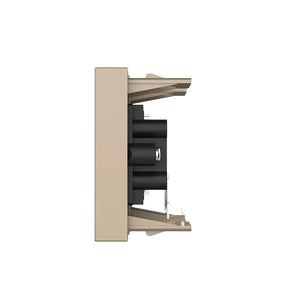 Gouden RCA audio wandmodule met twee aansluitsets voor een nette stereo-installatie