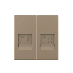 Gouden RJ11 telefoon en RJ45 Cat6 netwerk aansluiting gecombineerd in één wandmodule