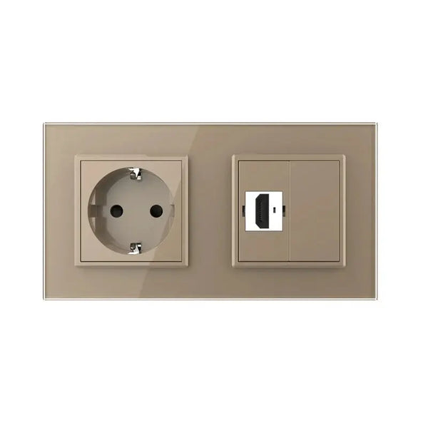 Livolo | Goud | SR+SR | Wandcontactdoos | HDMI aansluiting | Blindplaat Livolo Nederland B.V.