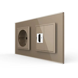Livolo | Goud | SR+SR | Wandcontactdoos | HDMI aansluiting | Blindplaat Livolo Nederland B.V.