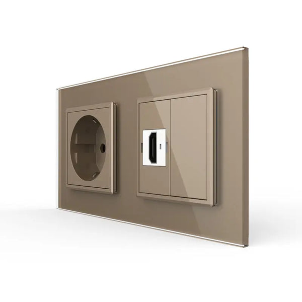 Livolo | Goud | SR+SR | Wandcontactdoos | HDMI aansluiting | Blindplaat Livolo Nederland B.V.
