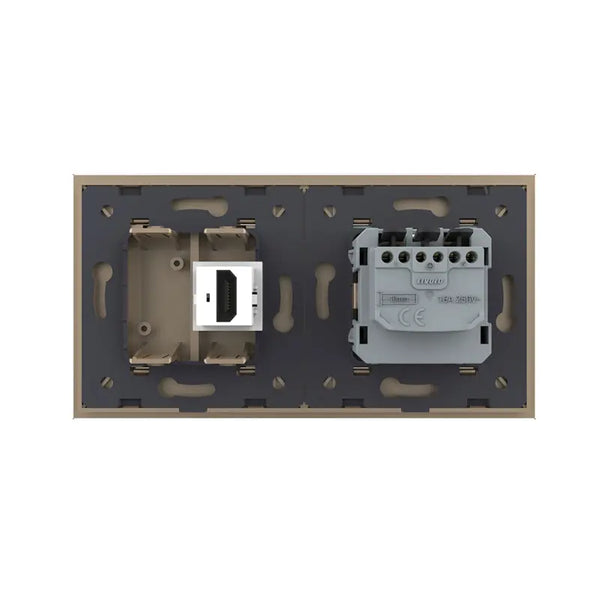 Livolo | Goud | SR+SR | Wandcontactdoos | HDMI aansluiting | Blindplaat Livolo Nederland B.V.