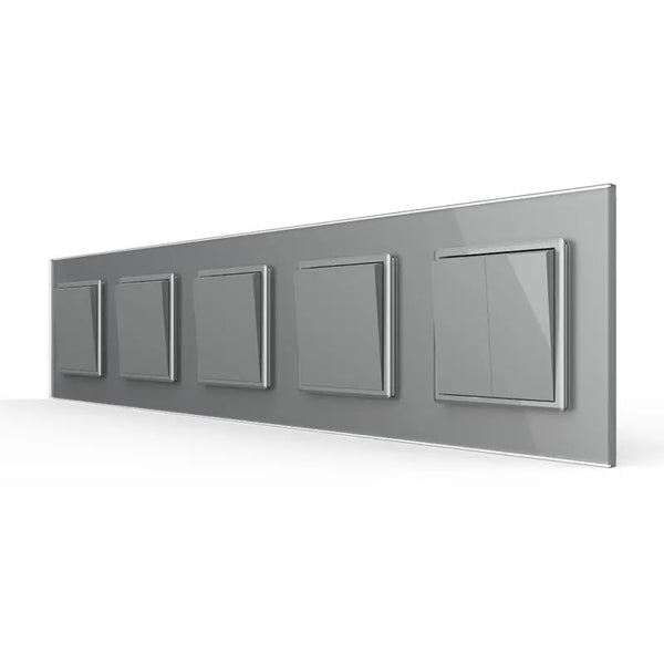 Livolo | Grijs | 1+1+1+1+2 | Aan/Uit | Wipschakelaar Livolo Nederland B.V.