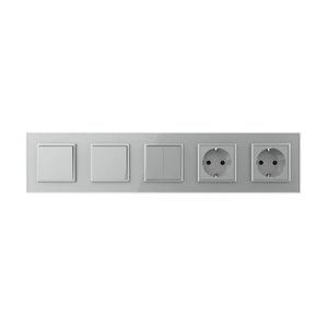 Livolo | Grijs | 1+1+2+SR+SR | Aan/Uit | Wissel | Wipschakelaar met dubbele wandcontactdoos Livolo Nederland B.V.