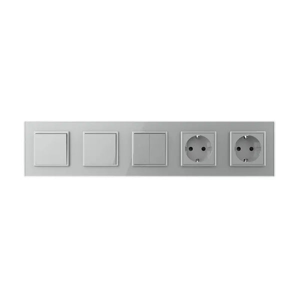 Livolo | Grijs | 1+1+2+SR+SR | Aan/Uit | Wissel | Wipschakelaar met dubbele wandcontactdoos Livolo Nederland B.V.