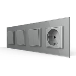 Livolo | Grijs | 1+2+2+SR | Aan/Uit | Wipschakelaar met wandcontactdoos Livolo Nederland B.V.