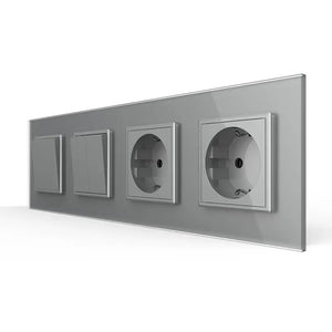 Livolo | Grijs | 1+2+SR+SR | Aan/Uit | Wipschakelaar met dubbele wandcontactdoos Livolo Nederland B.V.