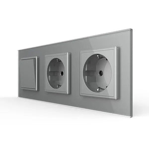 Livolo | Grijs | 1+SR+SR | Aan/Uit | Wipschakelaar met dubbele wandcontactdoos Livolo Nederland B.V.