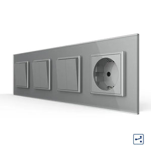 Livolo | Grijs | 2+2+2+SR | Aan/Uit | Wissel | Wipschakelaar met wandcontactdoos Livolo Nederland B.V.