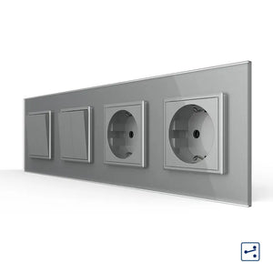 Livolo | Grijs | 2+2+SR+SR | Aan/Uit | Wissel | Wipschakelaar met dubbele wandcontactdoos Livolo Nederland B.V.