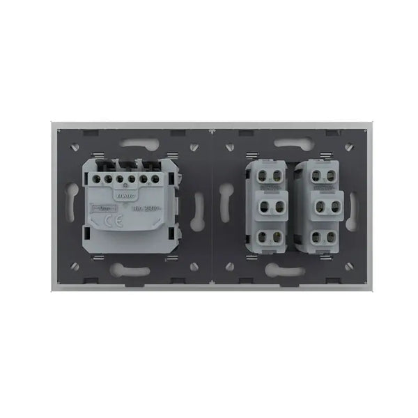 Livolo | Grijs | 2+SR | Aan/Uit | Wipschakelaar met wandcontactdoos Livolo Nederland B.V.