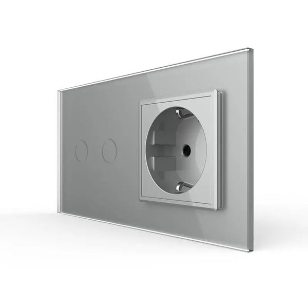 Livolo | Grijs | 2+SR | Rolluik schakelaar met wandcontactdoos Livolo Nederland B.V.