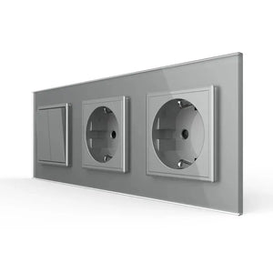 Livolo | Grijs | 2+SR+SR | Aan/Uit | Wipschakelaar met dubbele wandcontactdoos Livolo Nederland B.V.