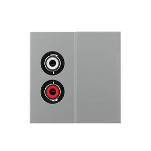 Grijze RCA tulp audio aansluiting met blindplaat voor analoge stereo bekabeling