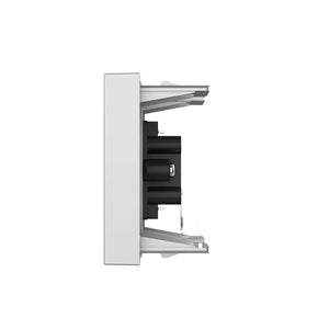 Grijze RCA audio wandmodule met blindplaat voor versterker, TV of andere audioapparatuur