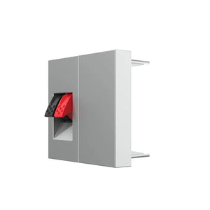 Grijze audio insteekmodule met afdekpositie voor nette aansluiting van luidsprekerkabel