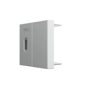 Grijze HDMI wandmodule met afdekpositie voor televisie, projector, console of computer