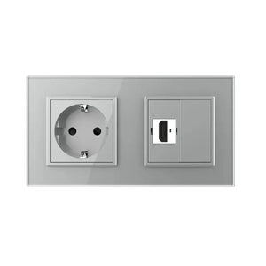 Livolo | Grijs | SR+SR | Wandcontactdoos | HDMI aansluiting | Blindplaat Livolo Nederland B.V.