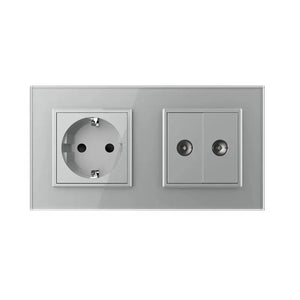 Livolo | Grijs | SR+SR | Wandcontactdoos | TV aansluiting | TV aansluiting Livolo Nederland B.V.