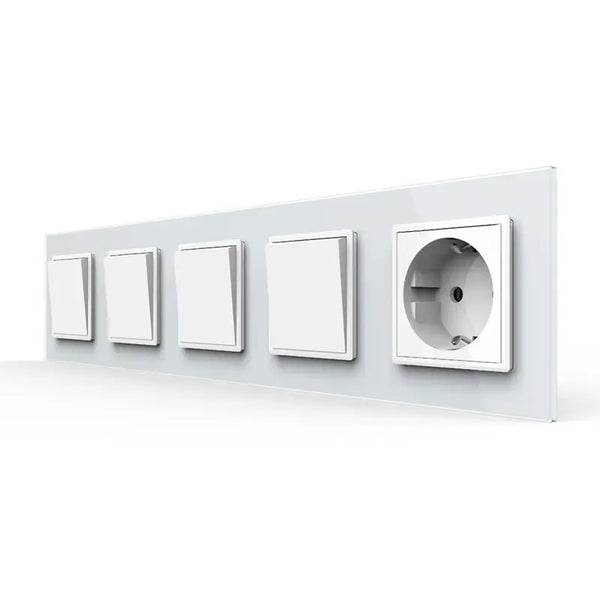 Livolo | Wit | 1+1+1+1+SR | Aan/Uit | Wipschakelaar met wandcontactdoos Livolo Nederland B.V.