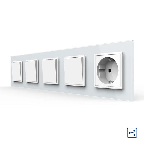 Livolo | Wit | 1+1+1+1+SR | Aan/Uit | Wissel | Wipschakelaar met wandcontactdoos Livolo Nederland B.V.