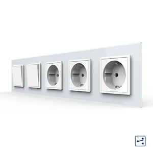 Livolo | Wit | 1+1+SR+SR+SR | Aan/Uit | Wissel | Wipschakelaar met drie wandcontactdozen Livolo Nederland B.V.