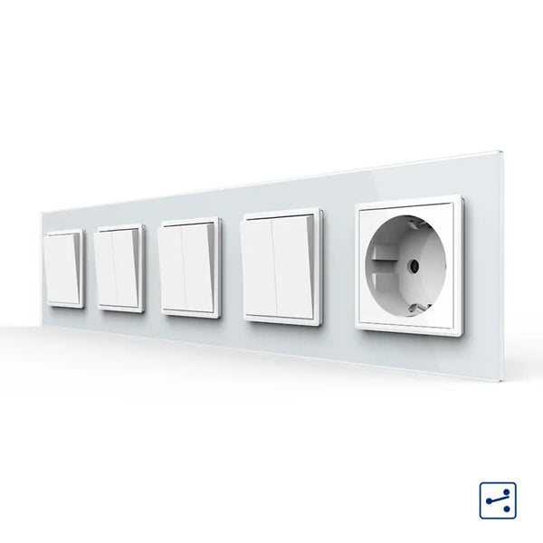 Livolo | Wit | 1+2+2+2+SR | Aan/Uit | Wissel | Wipschakelaar met wandcontactdoos Livolo Nederland B.V.