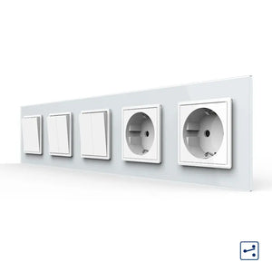 Livolo | Wit | 1+2+2+SR+SR | Aan/Uit | Wissel | Wipschakelaar met dubbele wandcontactdoos Livolo Nederland B.V.