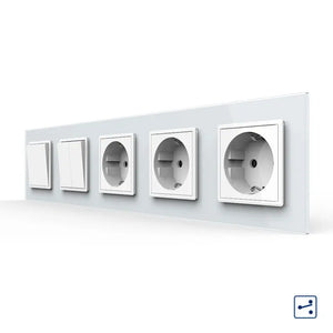 Livolo | Wit | 1+2+SR+SR+SR | Aan/Uit | Wissel | Wipschakelaar met drie wandcontactdozen Livolo Nederland B.V.