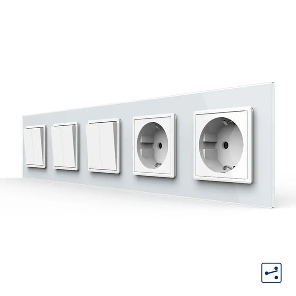 Livolo | Wit | 2+2+2+SR+SR | Aan/Uit | Wissel | Wipschakelaar met dubbele wandcontactdoos Livolo Nederland B.V.
