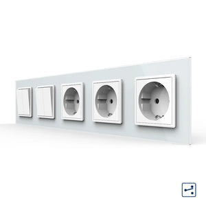 Livolo | Wit | 2+2+SR+SR+SR | Aan/Uit | Wissel | Wipschakelaar met drie wandcontactdozen Livolo Nederland B.V.