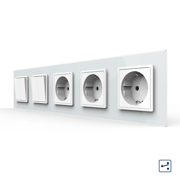 Livolo | Wit | 2+2+SR+SR+SR | Aan/Uit | Wissel | Wipschakelaar met drie wandcontactdozen Livolo Nederland B.V.